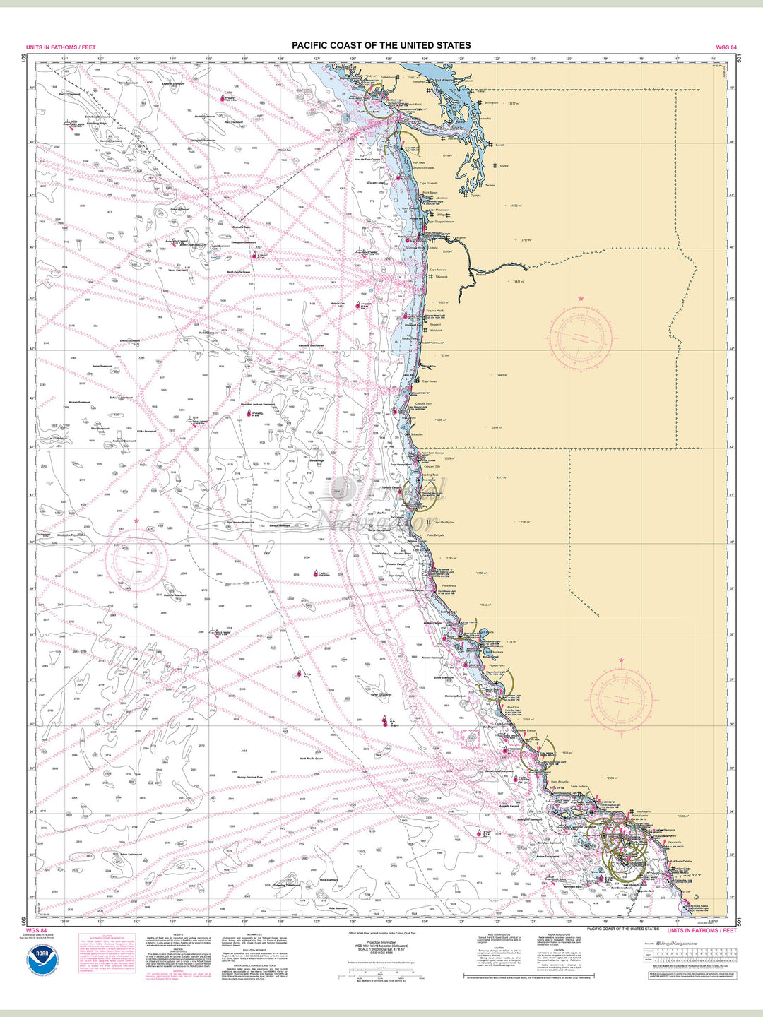 Official NOAA nautical chart of the Pacific Coast
