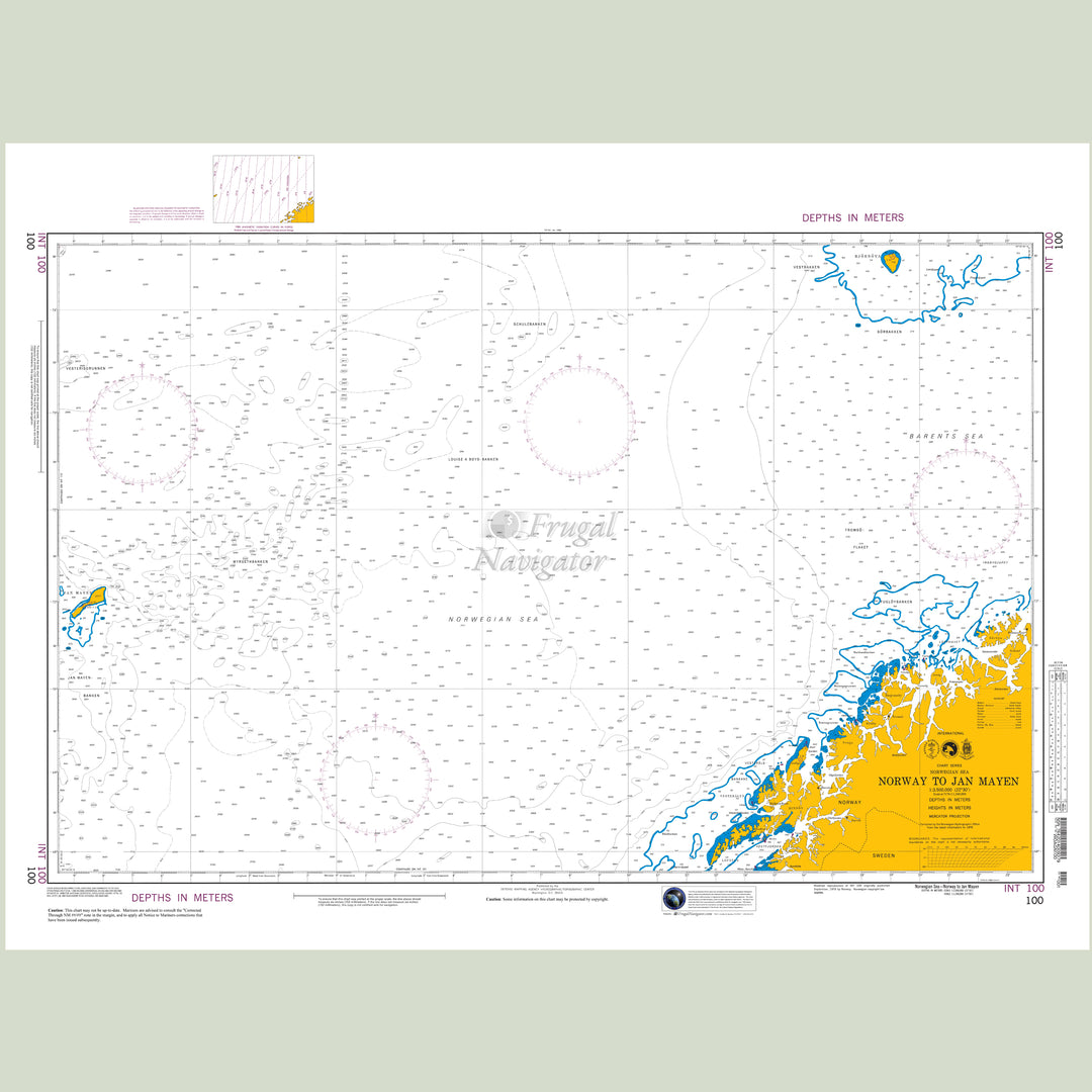 Official NGA nautical chart 100 – Norway to Jan Mayen.