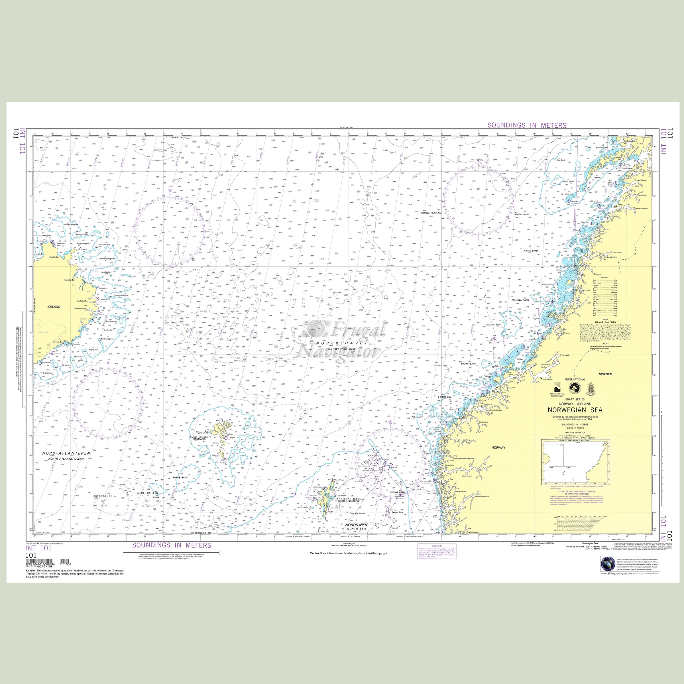 Official NGA nautical chart 101 – Norwegian Sea.