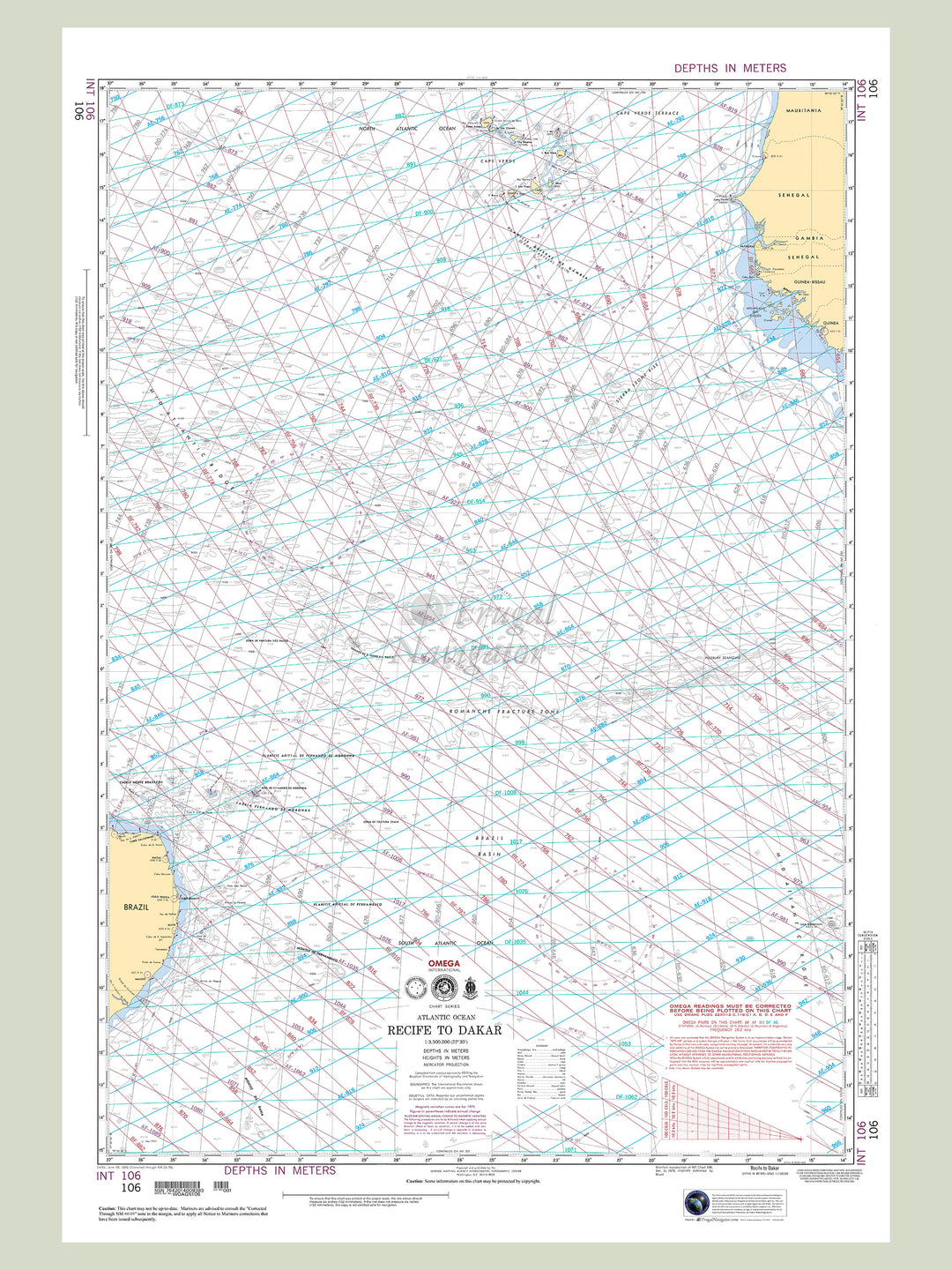 Official NGA nautical chart 106 – Recife to Dakar.