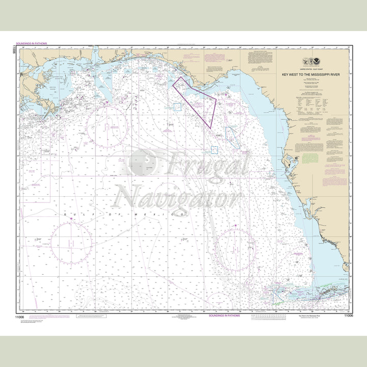 Archival NOAA nautical chart Gulf – Coast - Key West to Mississippi River.