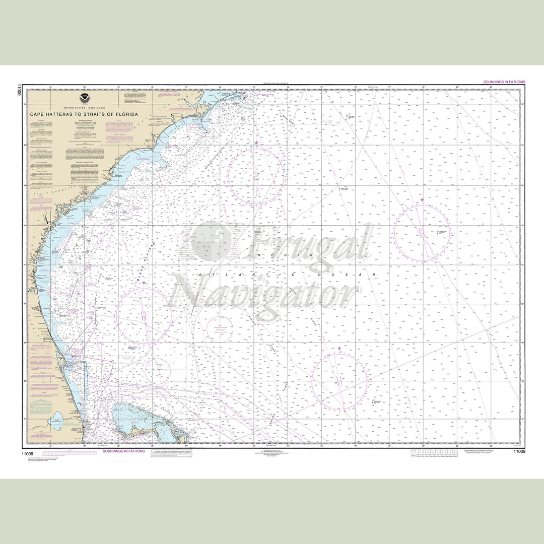 Archival NOAA nautical chart Cape – Hatteras to Straits of Florida.
