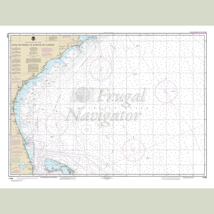 Archival NOAA nautical chart Cape – Hatteras to Straits of Florida.