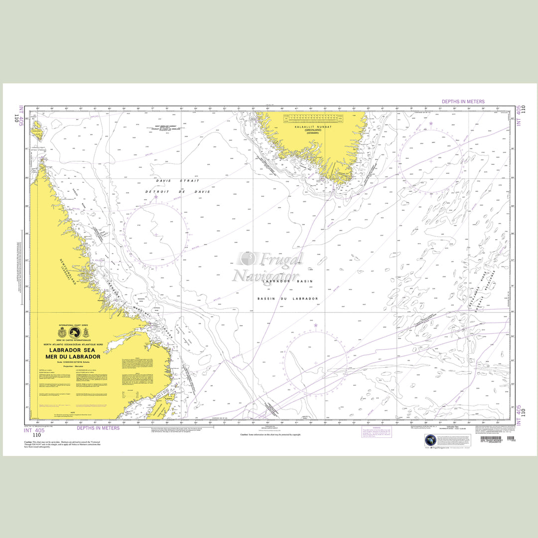 Official NGA nautical chart 110 – Labrador Sea.