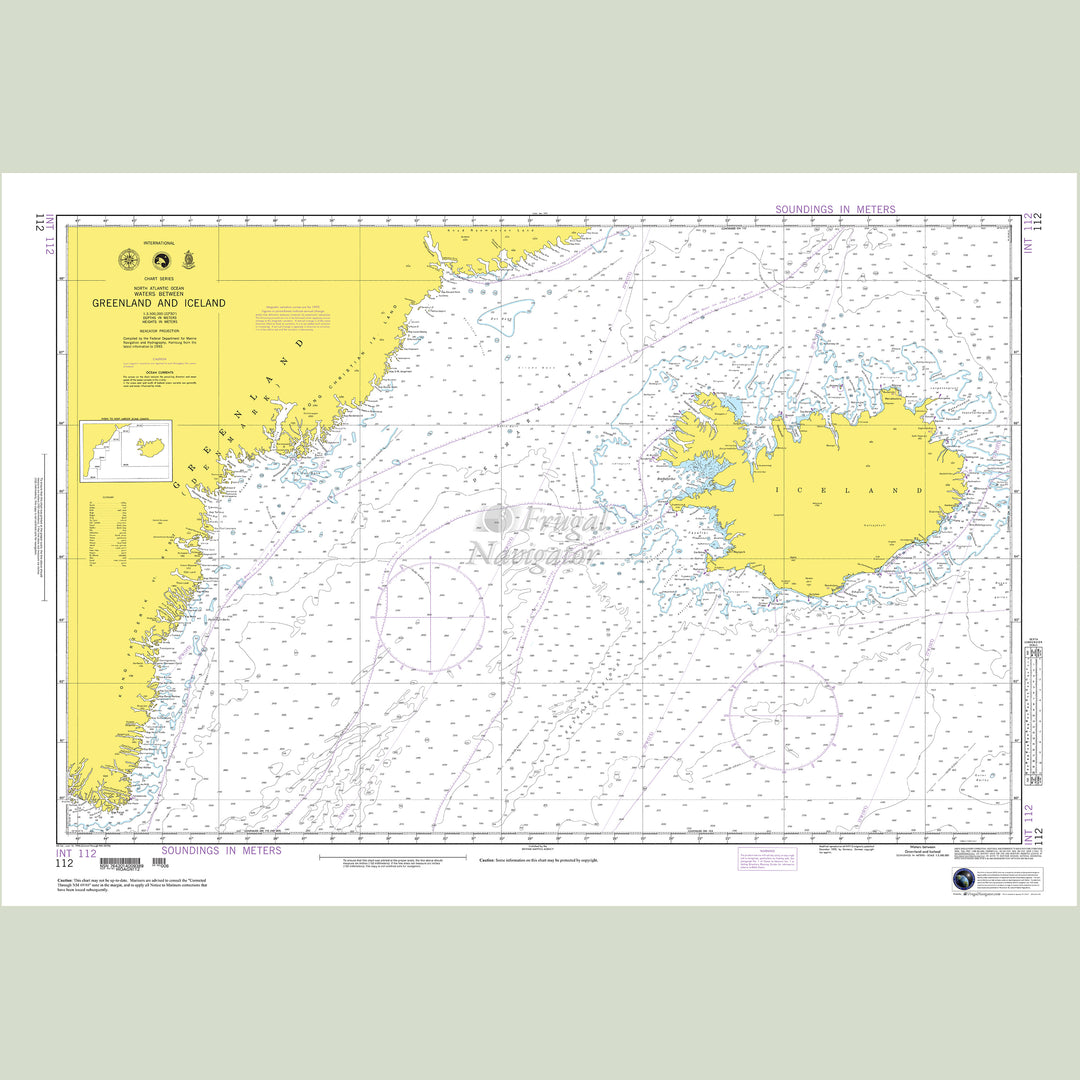 Official NGA nautical chart 112 – Waters Between Greenland and Iceland.
