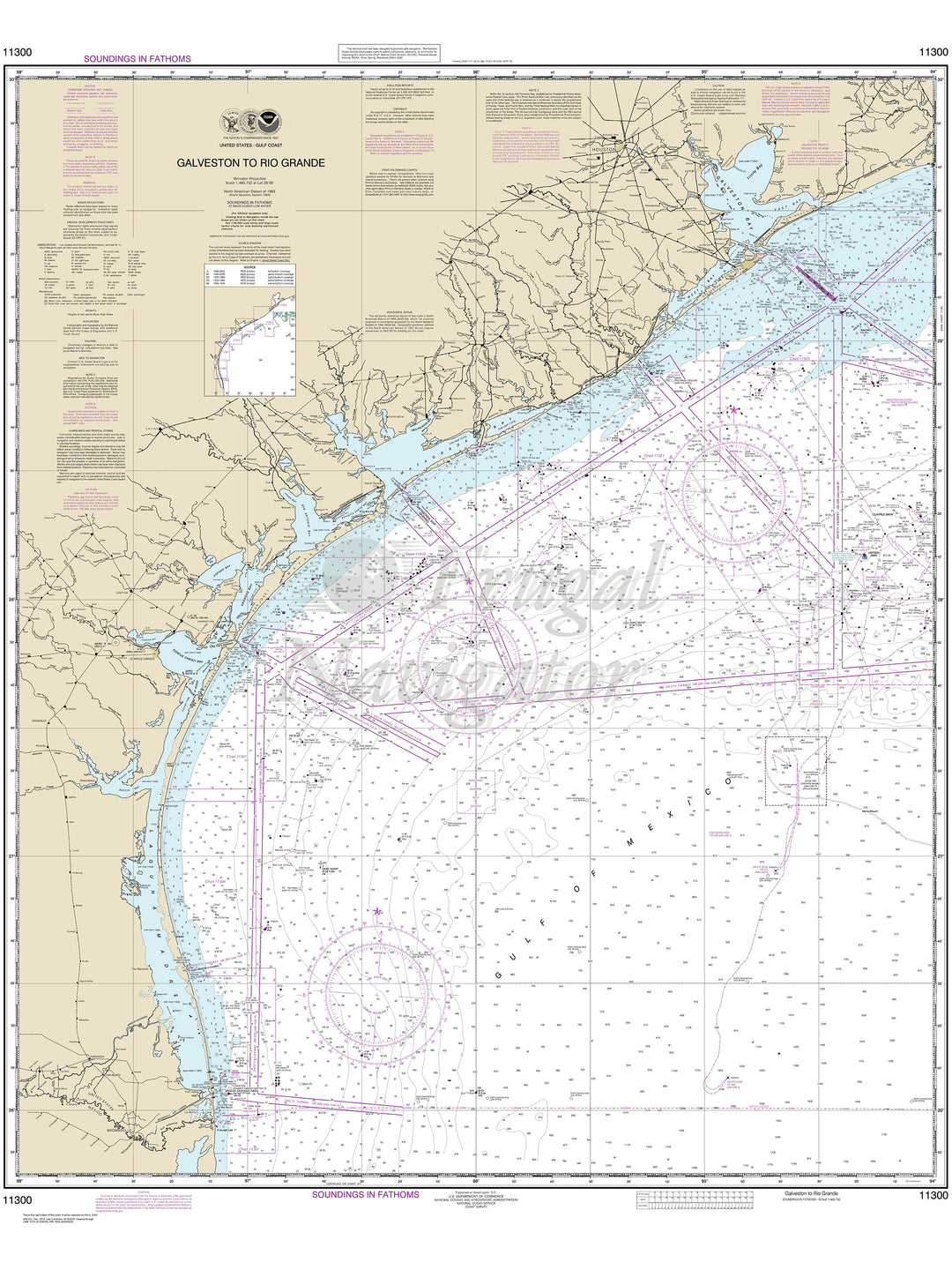 Archival NOAA nautical chart Galveston – to Rio Grande.