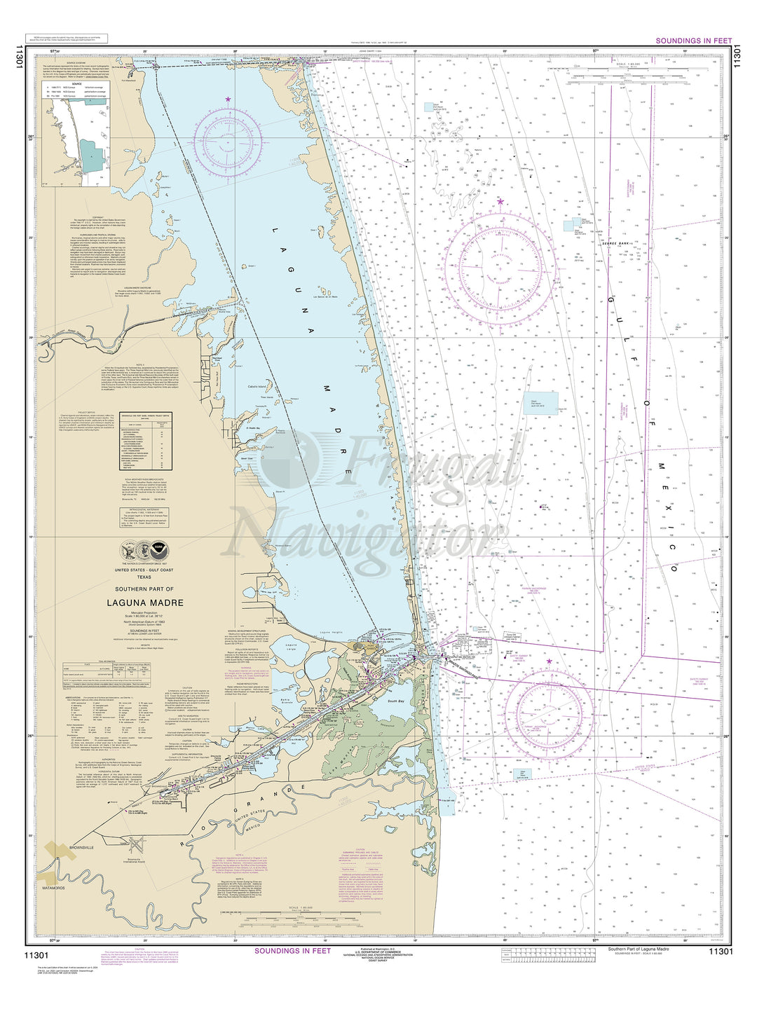 Archival NOAA nautical chart Southern – part of Laguna Madre.