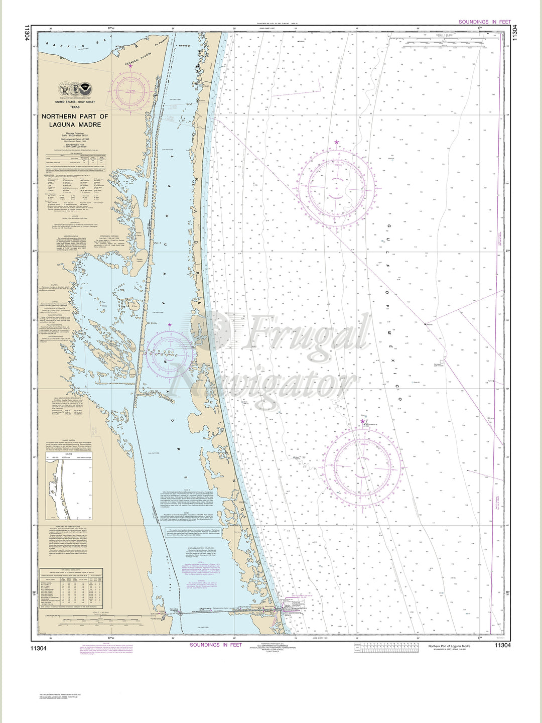 Archival NOAA nautical chart Northern – part of Laguna Madre.