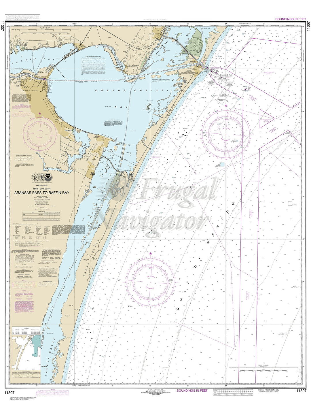 Archival NOAA nautical chart Aransas – Pass to Baffin Bay.