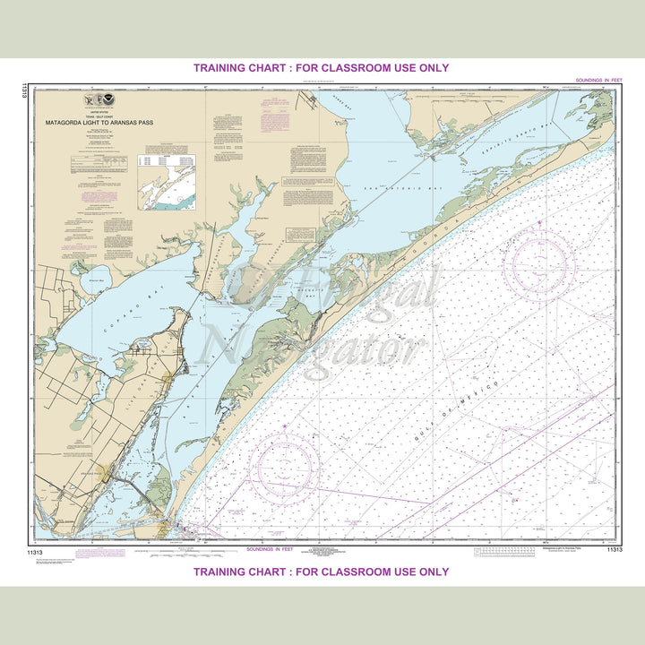Archival NOAA nautical chart Matagorda – Light to Aransas Pass.