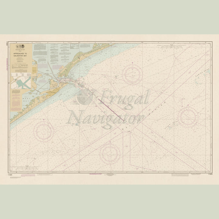 Archival NOAA nautical chart Approaches – to Galveston Bay.