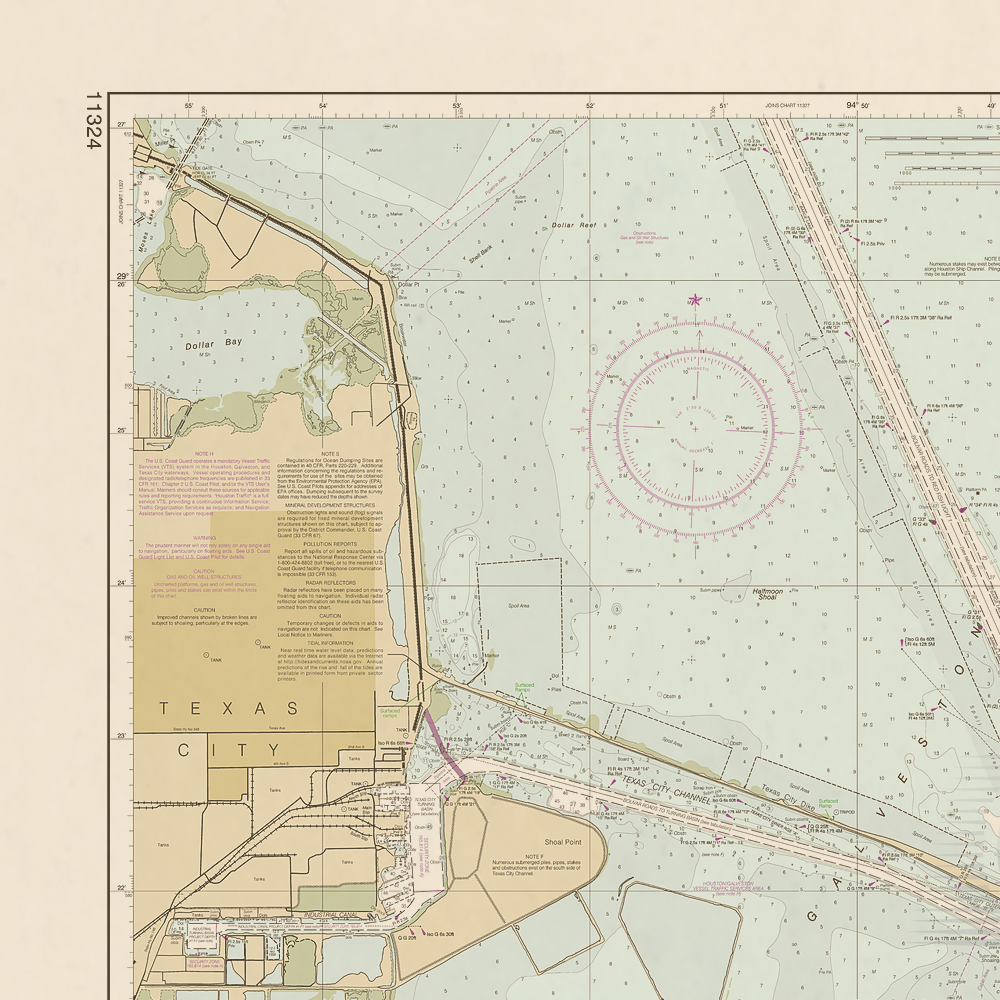 Archival NOAA nautical chart Galveston – Bay Entrance Galveston and Texas City Harbors.