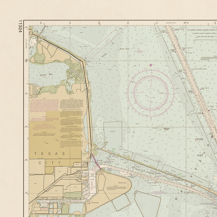 Archival NOAA nautical chart Galveston – Bay Entrance Galveston and Texas City Harbors.