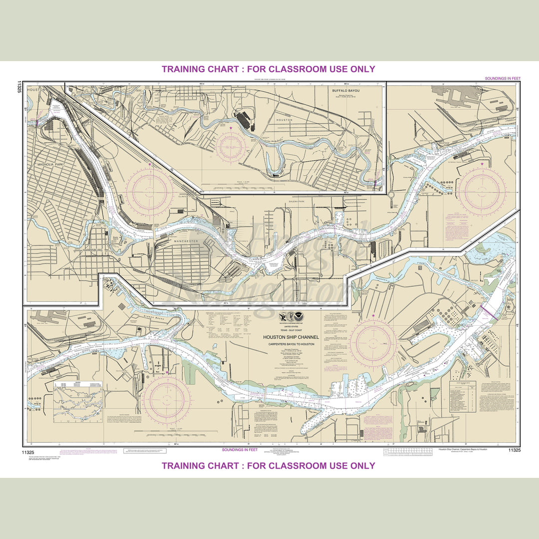 Archival NOAA nautical chart Houston – Ship Channel Carpenters Bayou to Houston.