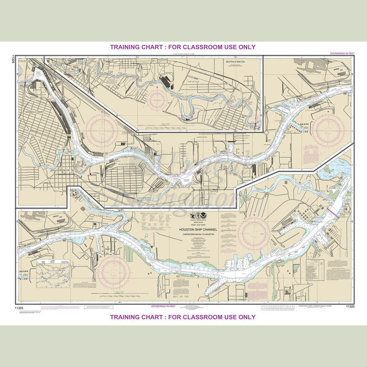 Archival NOAA nautical chart Houston – Ship Channel Carpenters Bayou to Houston.