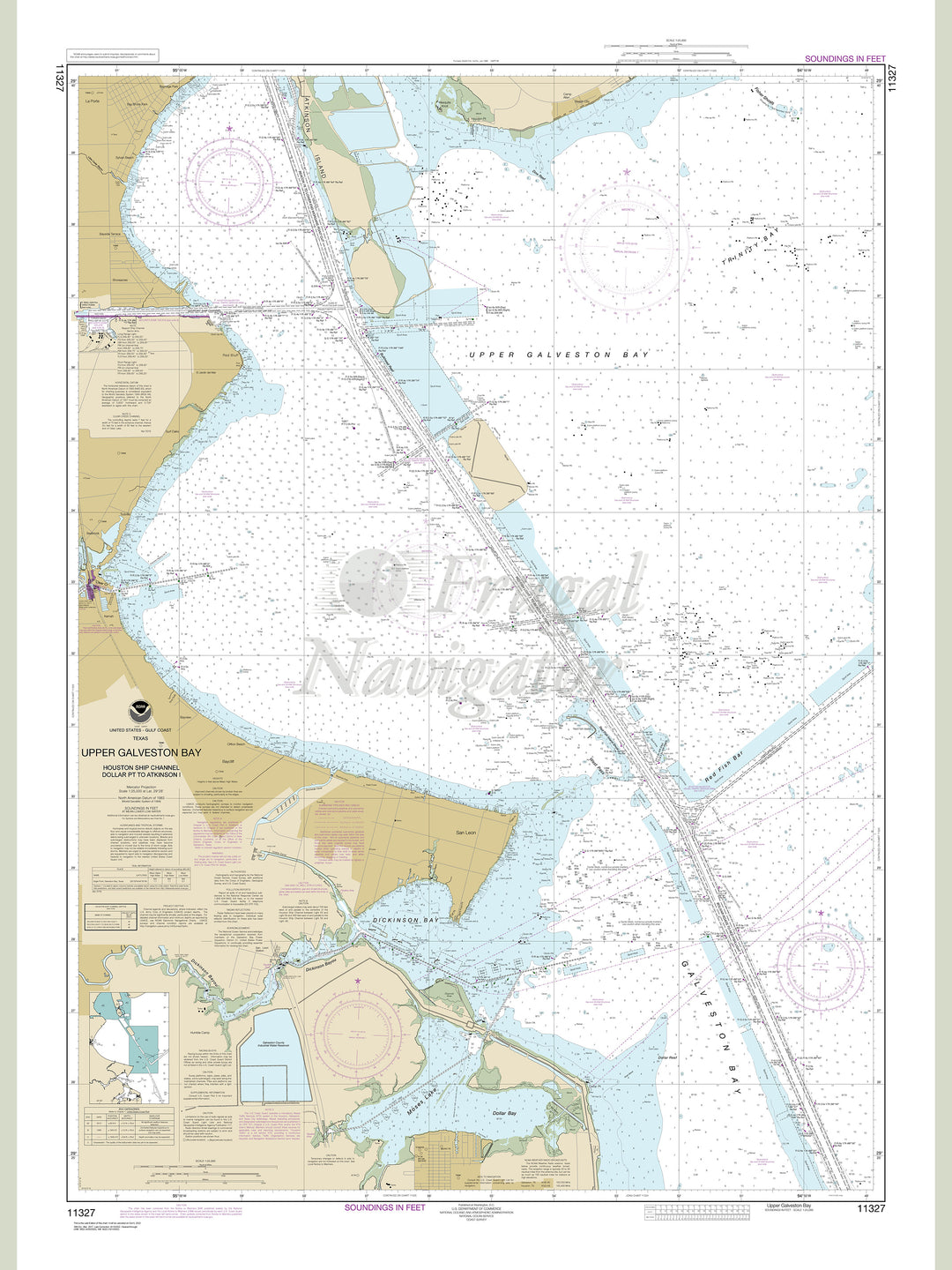 Archival NOAA nautical chart Upper – Galveston Bay-Houston Ship Channel-Dollar Pt. to Atkinson.