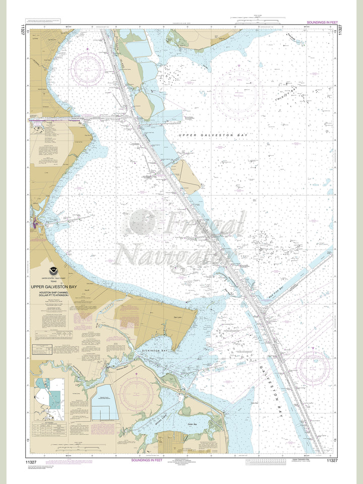 Archival NOAA nautical chart Upper – Galveston Bay-Houston Ship Channel-Dollar Pt. to Atkinson.