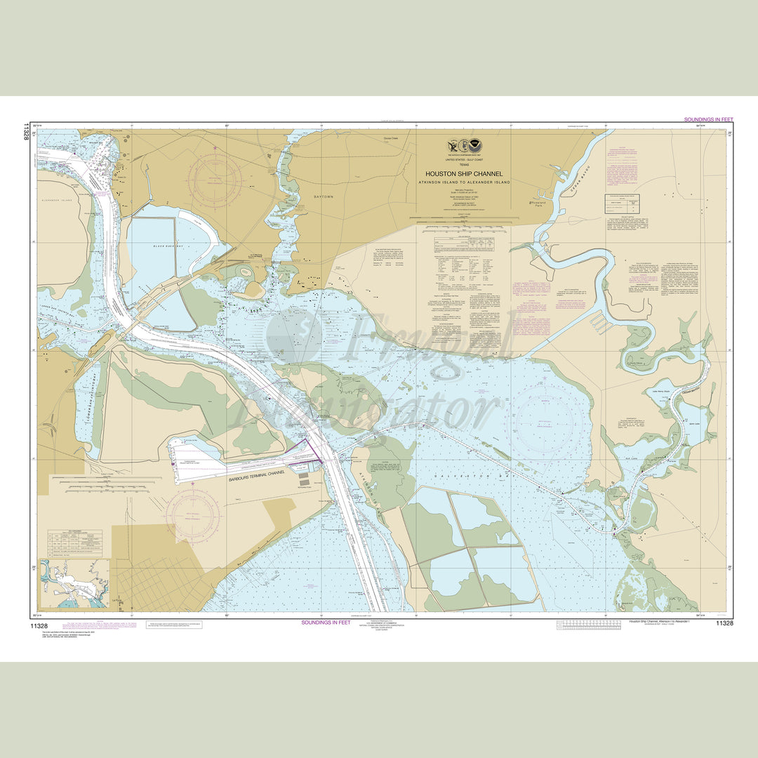 Archival NOAA nautical chart Houston – Ship Channel Atkinson Island to Alexander Island.