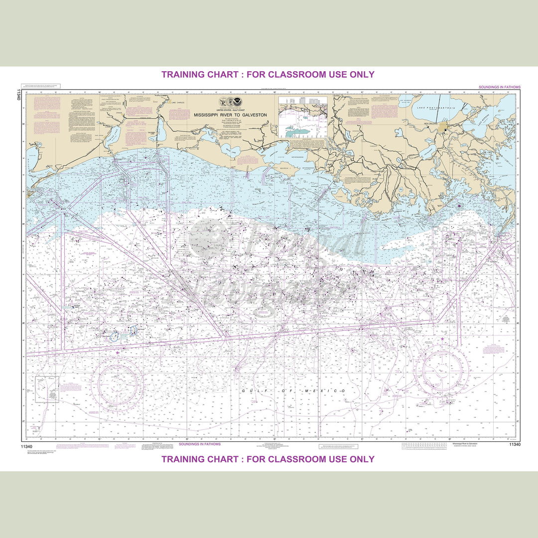 Archival NOAA nautical chart Mississippi – River to Galveston.