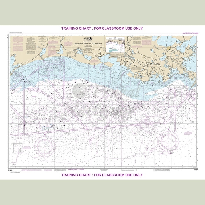 Archival NOAA nautical chart Mississippi – River to Galveston.