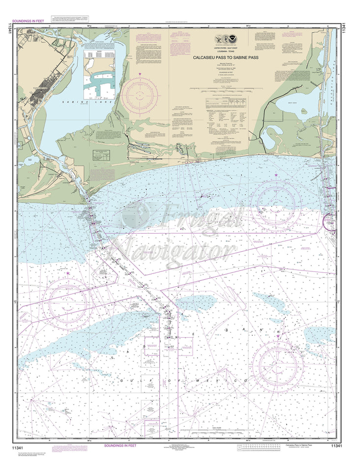 Archival NOAA nautical chart Calcasieu – Pass to Sabine Pass.