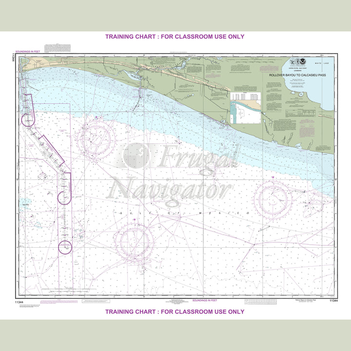 Archival NOAA nautical chart Rollover – Bayou to Calcasieu Pass.