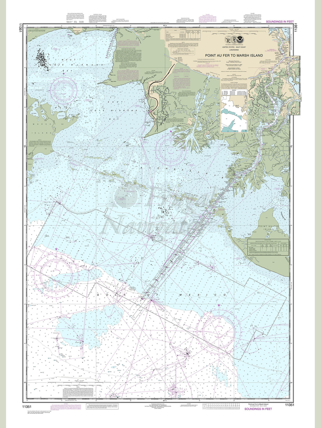 Archival NOAA nautical chart Point – au Fer to Marsh Island.