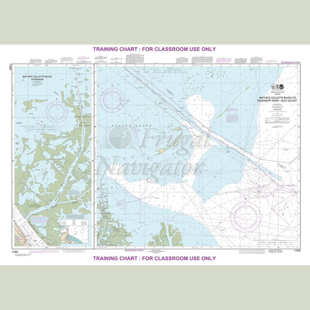 Archival NOAA nautical chart Baptiste – Collette Bayou to Mississippi River Gulf Outlet;Baptiste Collette Bayou Extension.