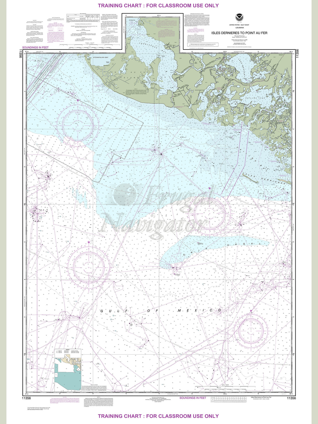 Archival NOAA nautical chart Isles – Dernieres to Point au Fer.