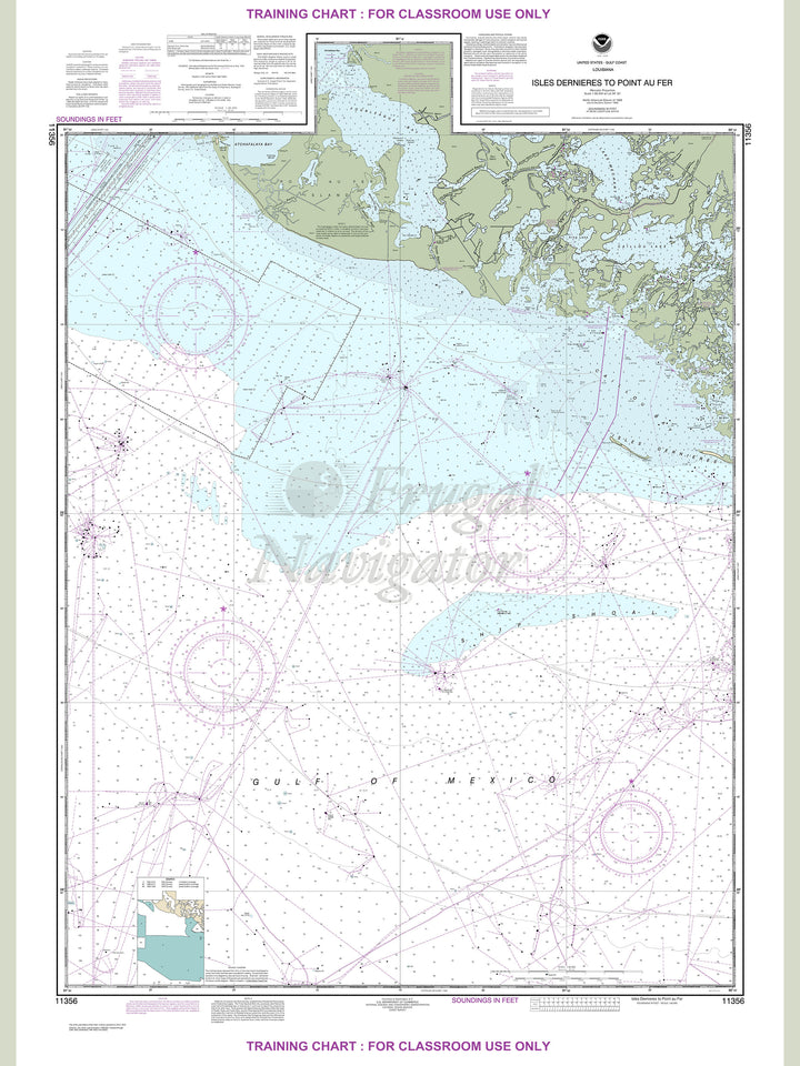 Archival NOAA nautical chart Isles – Dernieres to Point au Fer.