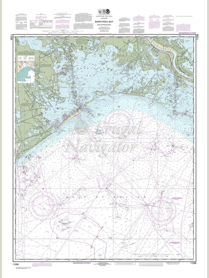 Archival NOAA nautical chart Barataria – Bay and approaches.