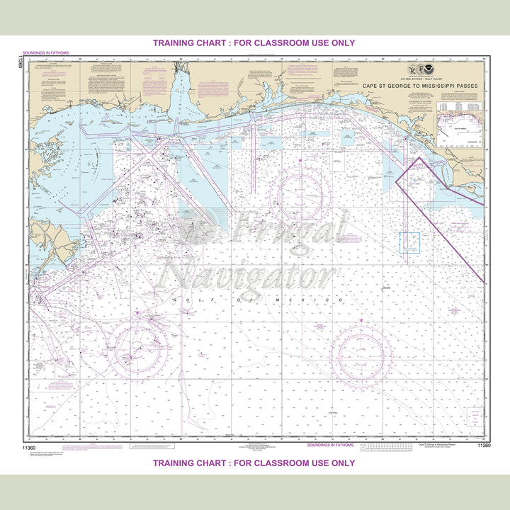 Archival NOAA nautical chart Cape – St. George to Mississippi Passes.
