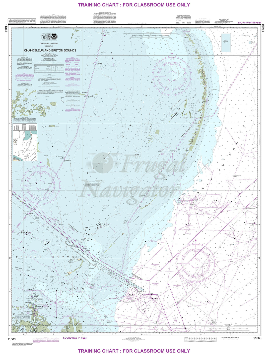 Archival NOAA nautical chart Chandeleur – and Breton Sounds.