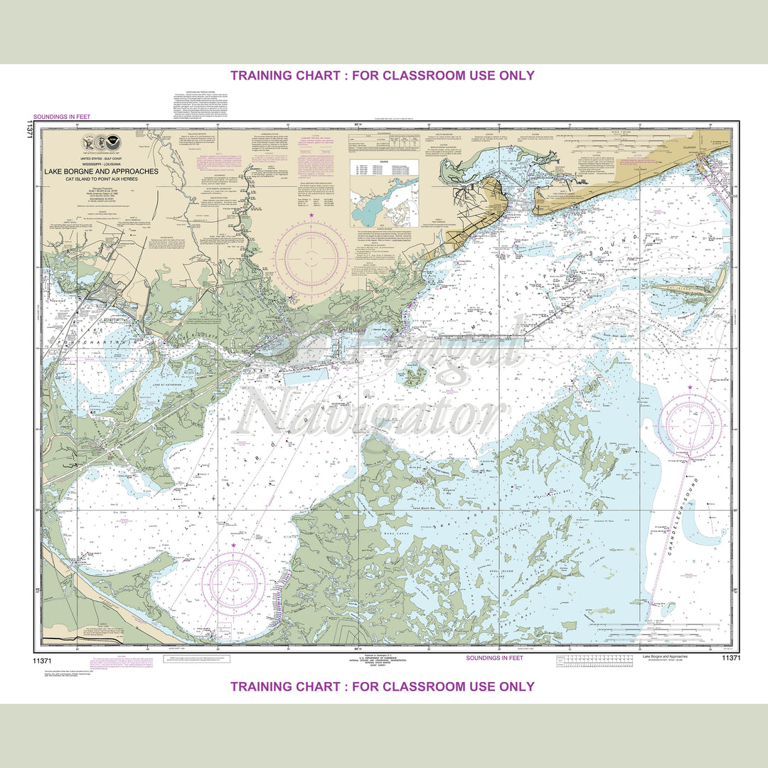 Archival NOAA nautical chart Lake – Borgne and approaches Cat Island to Point aux Herbes.