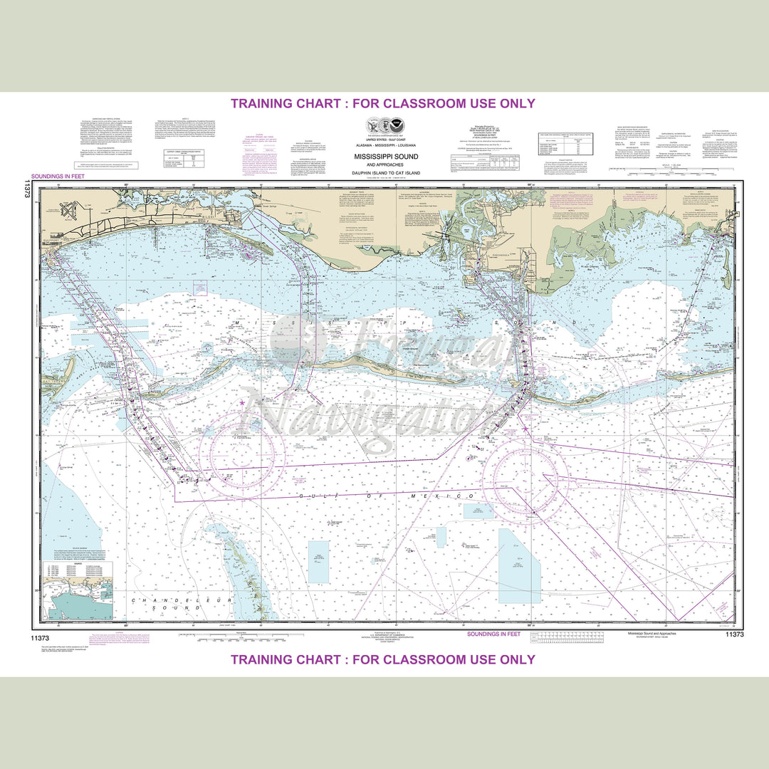 Archival NOAA nautical chart Mississippi – Sound and approaches Dauphin Island to Cat Island.