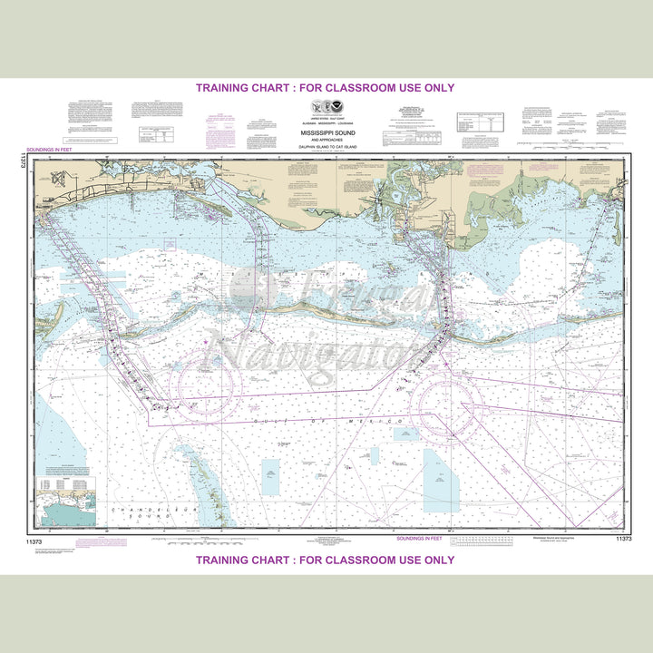Archival NOAA nautical chart Mississippi – Sound and approaches Dauphin Island to Cat Island.