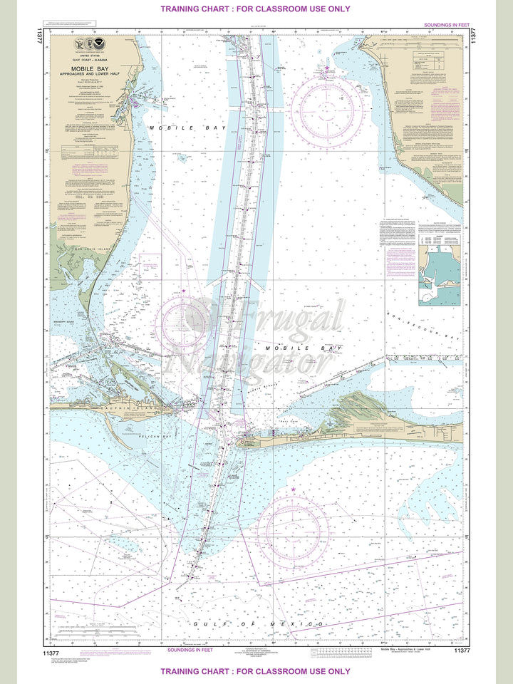 Archival NOAA nautical chart Mobile – Bay Approaches and Lower Half.