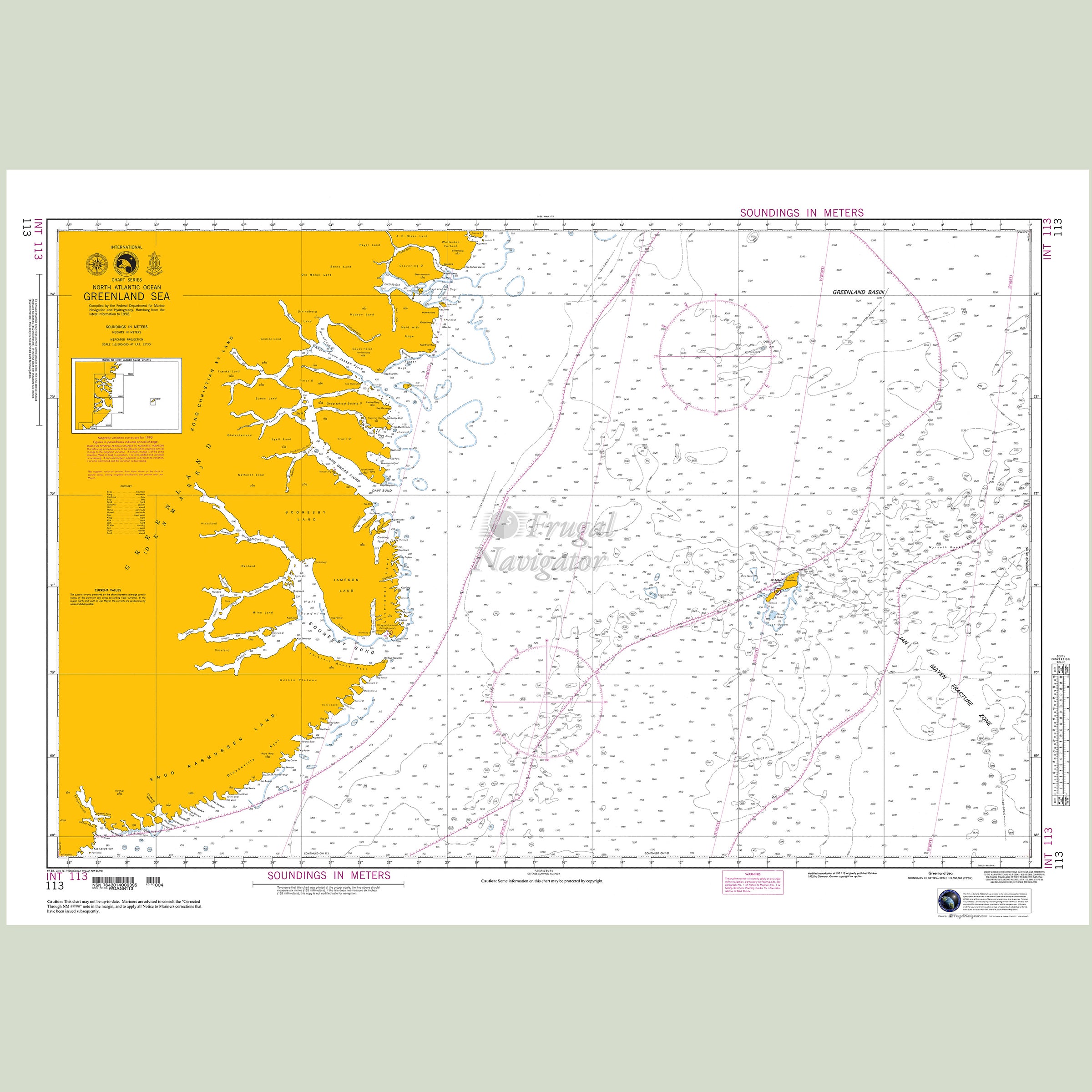 Official NGA nautical chart 113 – Greenland Sea.