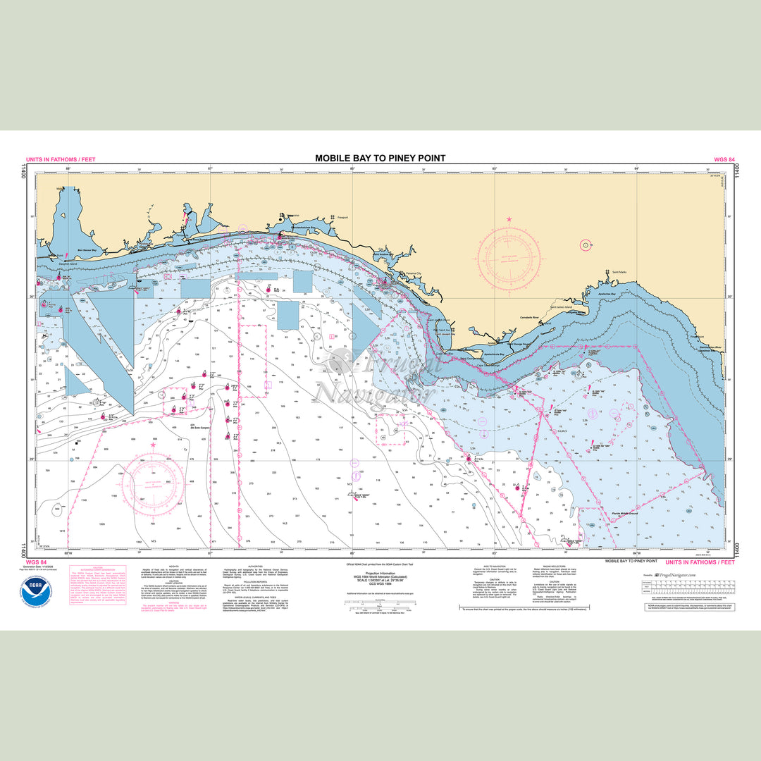 Official NOAA nautical chart 11400 – Mobile Bay to Piney Point.