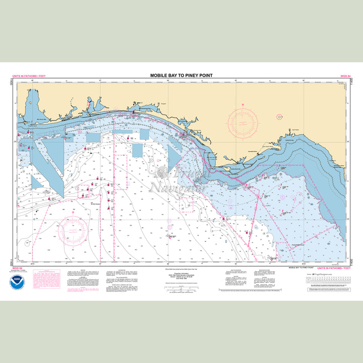 Official NOAA nautical chart 11400 – Mobile Bay to Piney Point.