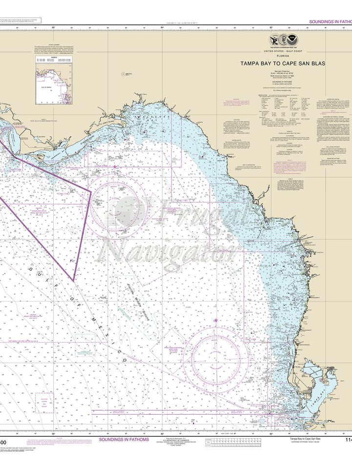 Archival NOAA nautical chart Tampa – Bay to Cape San Blas.