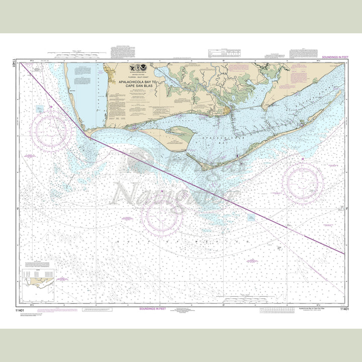 Archival NOAA nautical chart Apalachicola – Bay to Cape San Blas.