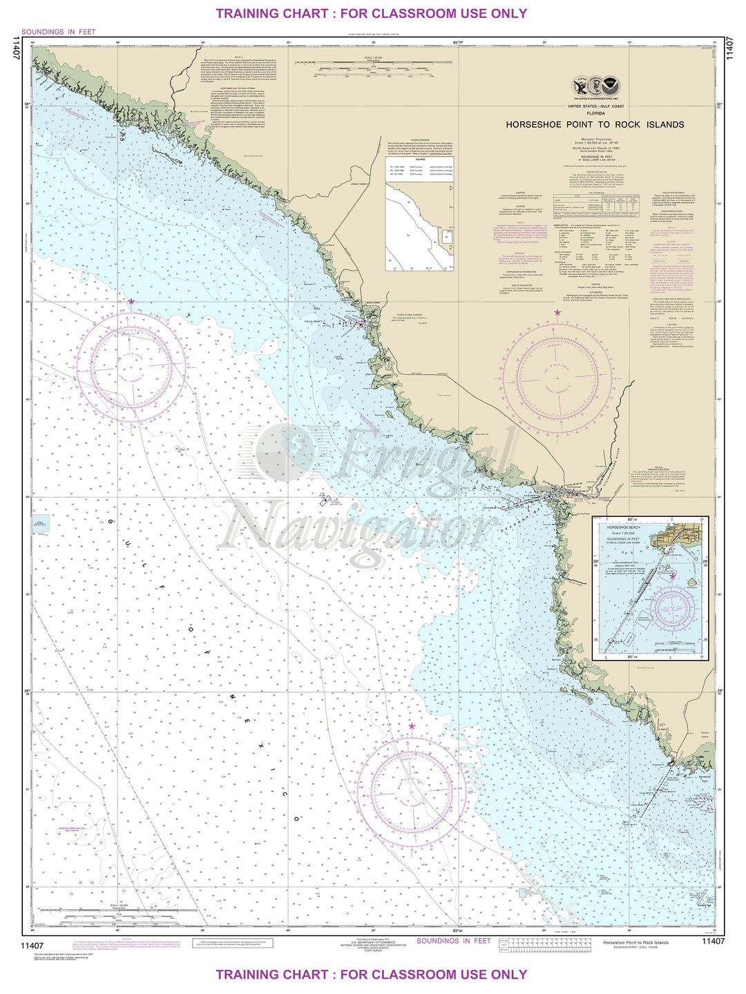 Archival NOAA nautical chart Horseshoe – Point to Rock Islands;Horseshoe Beach.
