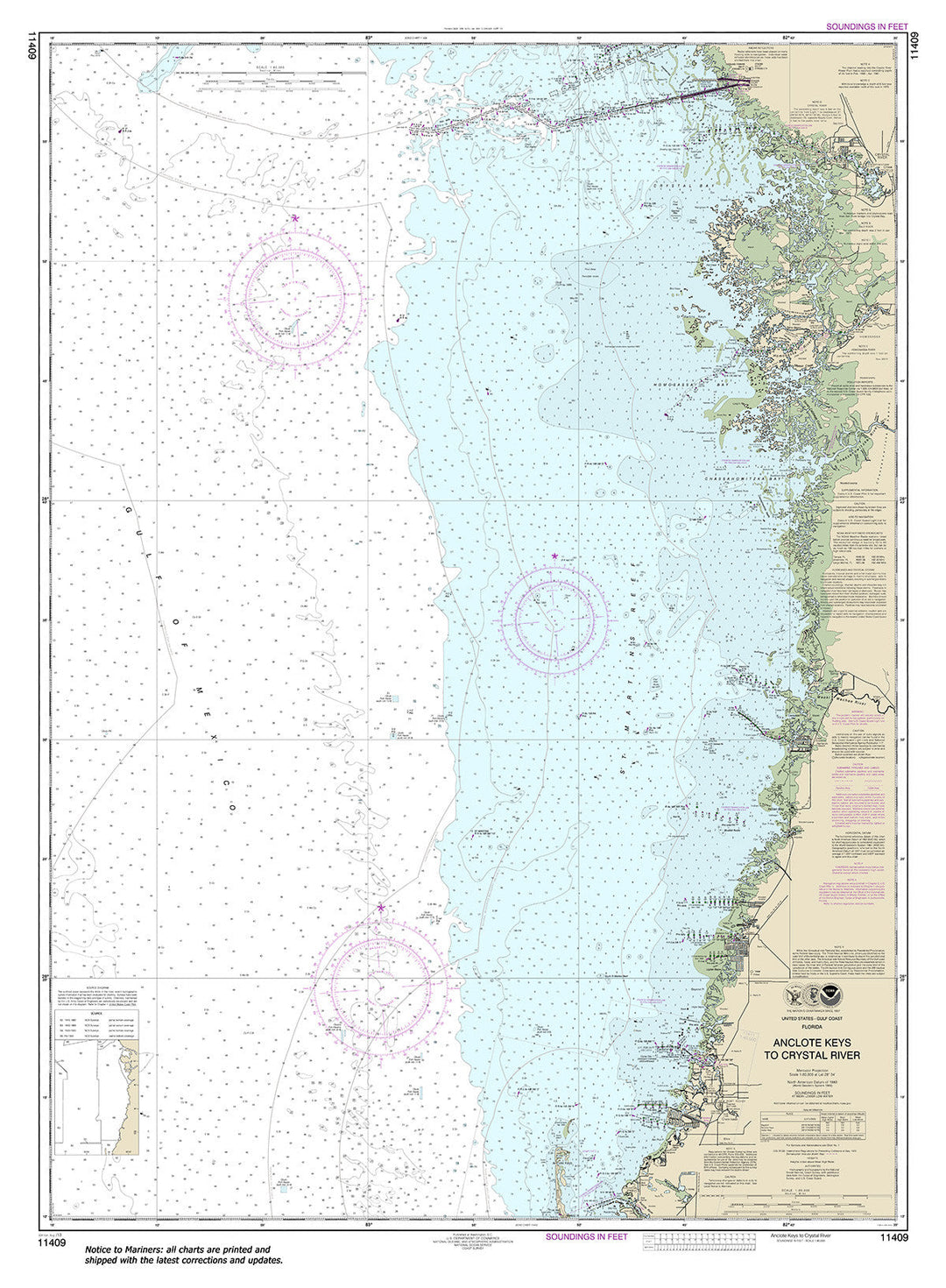 Archival NOAA nautical chart 11409 – Wall Chart.