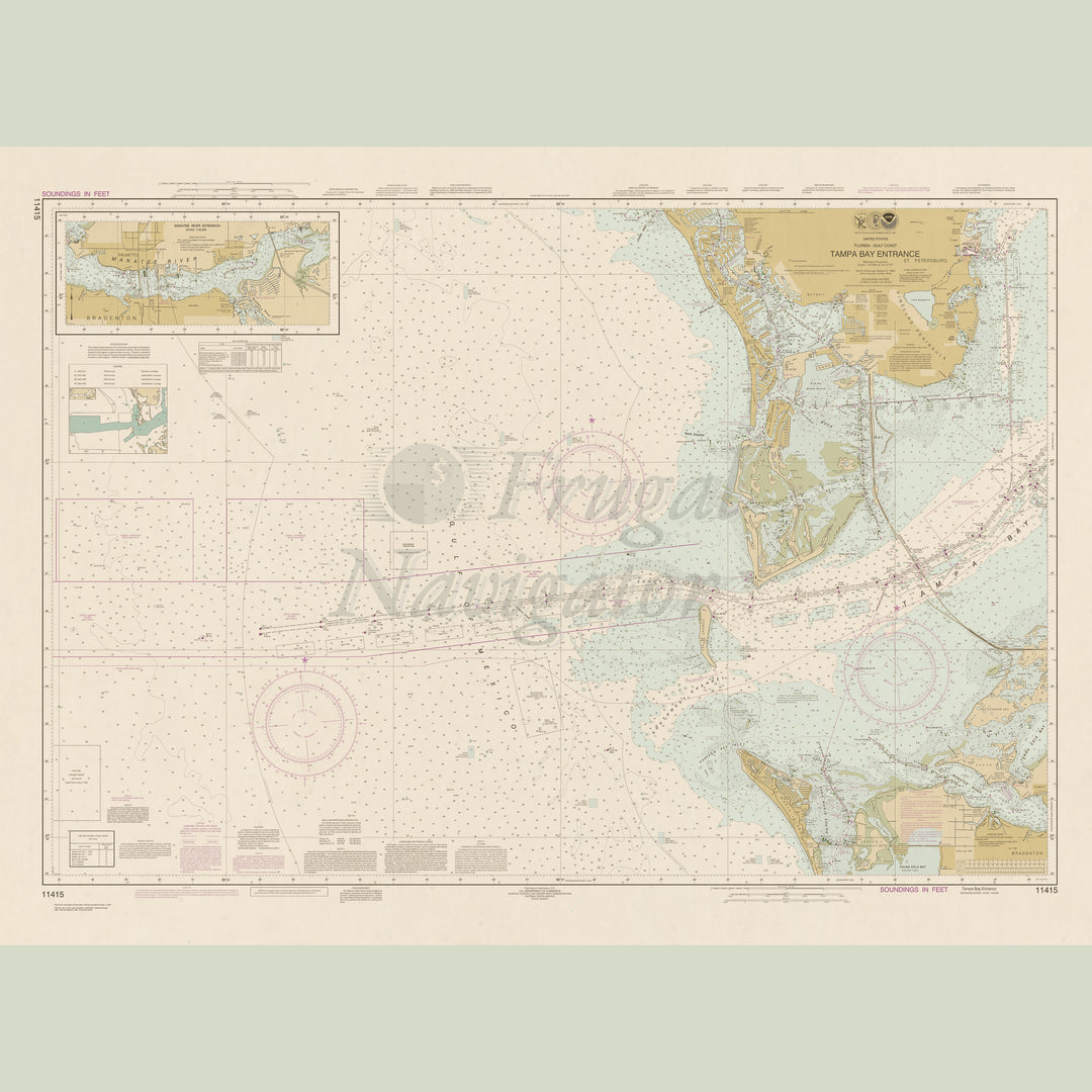 Archival NOAA nautical chart Tampa – Bay Entrance; Manatee River Extension.