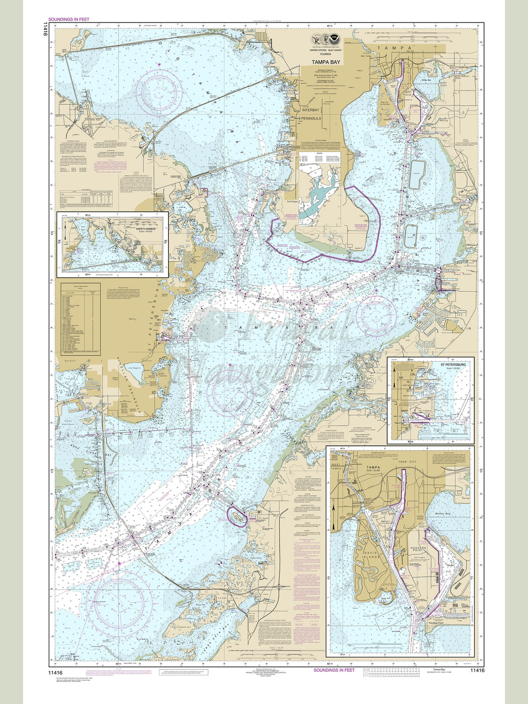 Archival NOAA nautical chart Tampa – and St Petersburg.