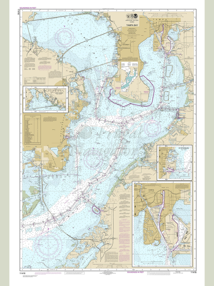 Archival NOAA nautical chart Tampa – and St Petersburg.