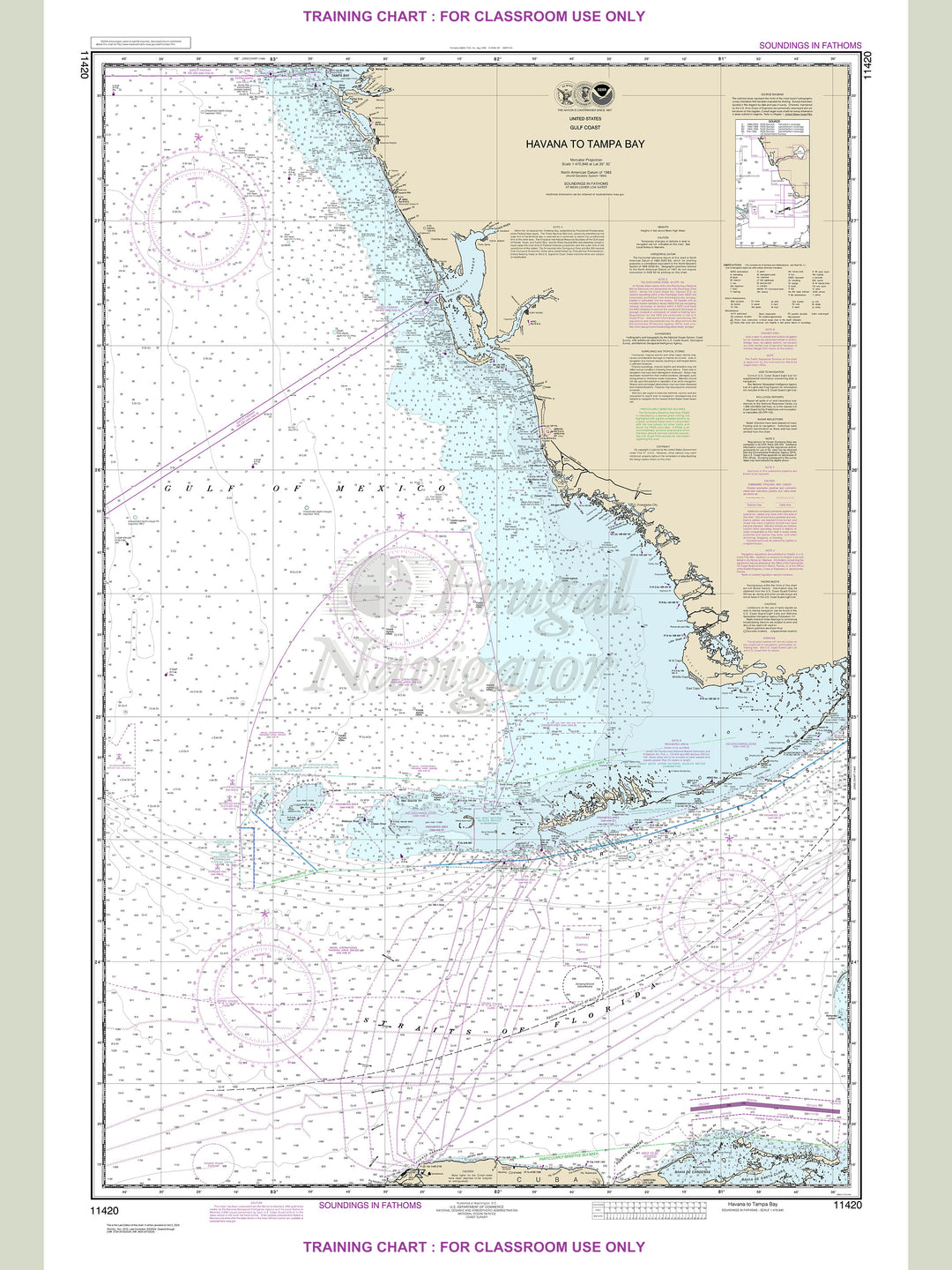 Archival NOAA nautical chart Havana – to Tampa Bay.