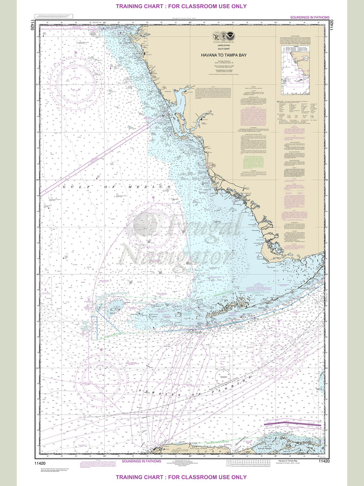 Archival NOAA nautical chart Havana – to Tampa Bay.