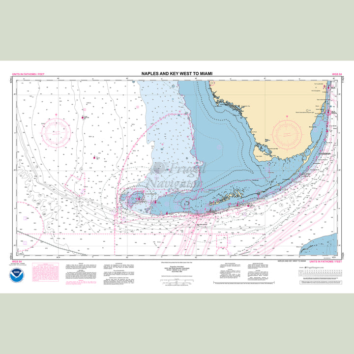 Official NOAA nautical chart 11424 – Naples and Key West to Miami.